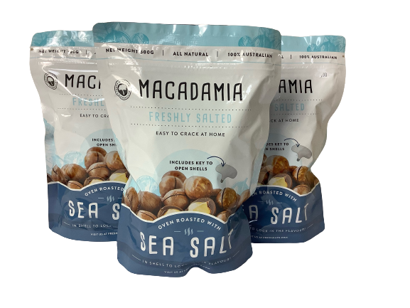 Macadamias in Shell Salted and No Salt Varieties